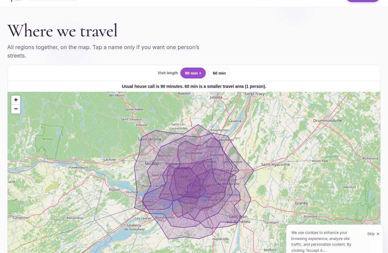 Where we travel — region map